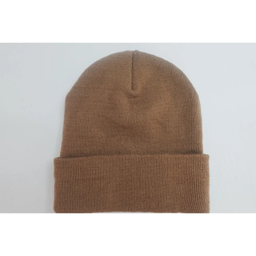 Buffalo Outdoors Brown‎ Knit Cuffed Beanie Hat Logo Patch Unisex Streetwear